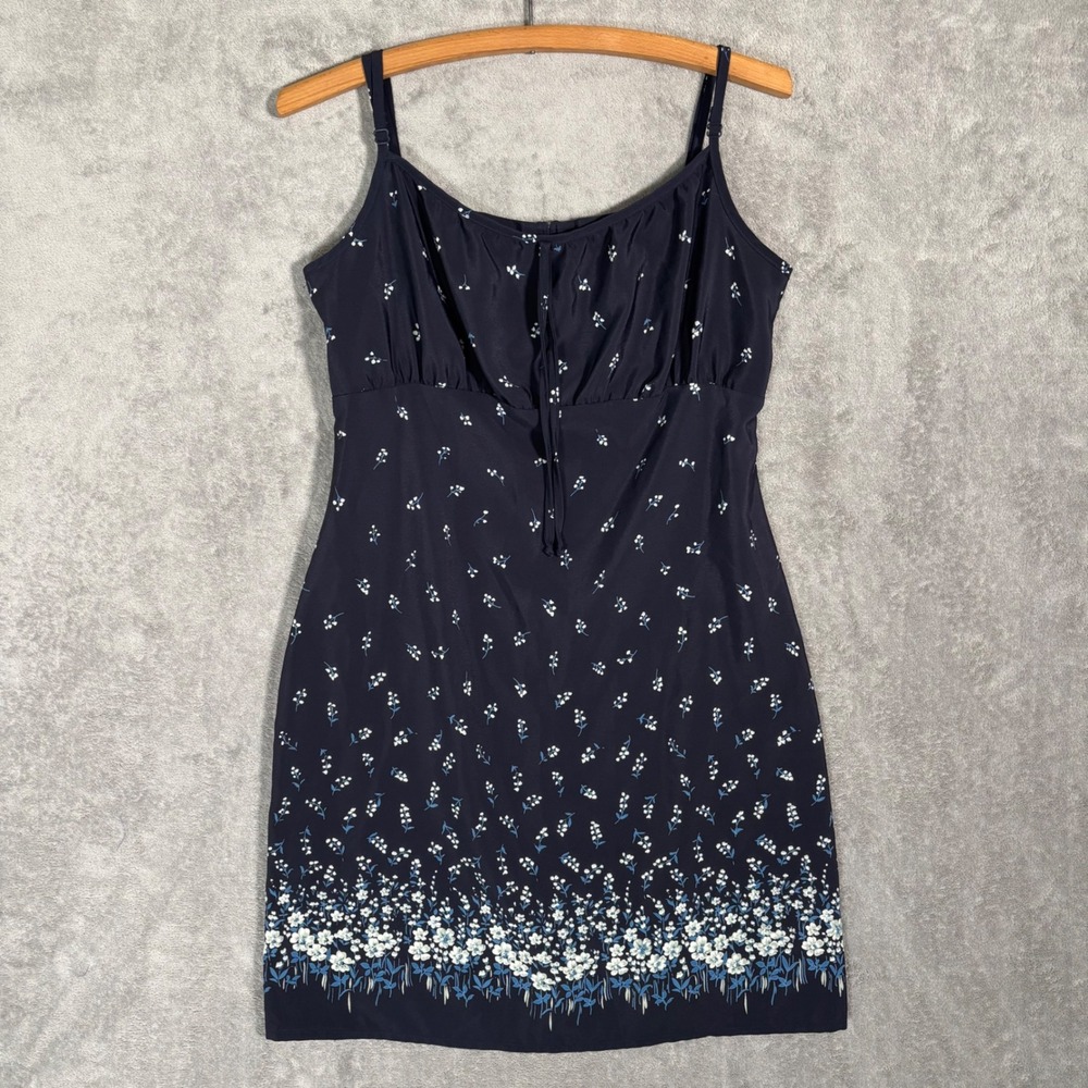 DBY‎ Ltd Vintage 90s Navy Blue Floral Babydoll Mini Dress Fits Small Y2K Fairy